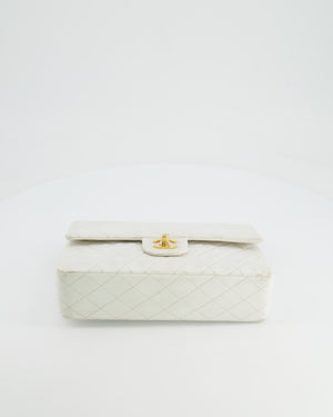 *FIRE PRICE* Chanel Vintage White Medium Classic Double Flap Bag in Lambskin Leather with 24K Gold Hardware