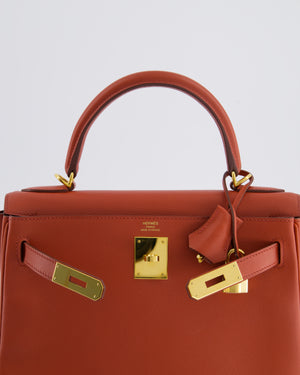 *RARE* Hermès Kelly 28cm Retourne Bag in Brique Evercolour Leather with Gold Hardware