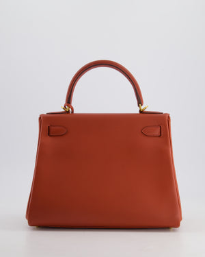 *RARE* Hermès Kelly 28cm Retourne Bag in Brique Evercolour Leather with Gold Hardware