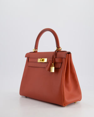 *RARE* Hermès Kelly 28cm Retourne Bag in Brique Evercolour Leather with Gold Hardware