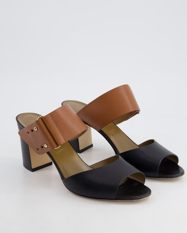 Hermès Black & Gold Heeled Sandals Size EU 40