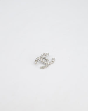 Chanel Silver CC Logo Brooch with Pearl and Crystal Details