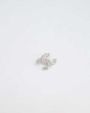 Chanel Silver CC Logo Brooch with Stars and Crystal Details