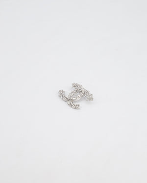 Chanel Silver CC Logo Brooch with Stars and Crystal Details