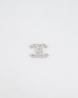 Chanel Silver CC Logo Brooch with Stars and Crystal Details