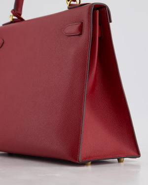 Hermès Kelly 32cm Sellier Bag in Rouge Berlin Epsom Leather With Gold Hardware