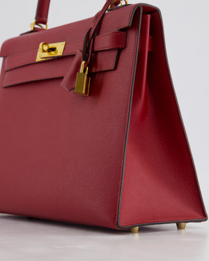 Hermès Kelly 32cm Sellier Bag in Rouge Berlin Epsom Leather With Gold Hardware