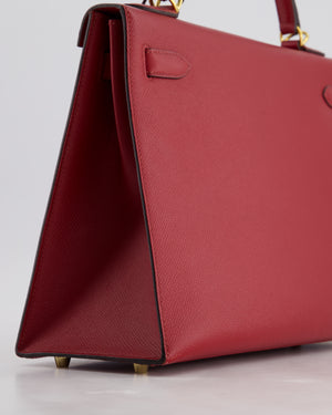 Hermès Kelly 32cm Sellier Bag in Rouge Berlin Epsom Leather With Gold Hardware