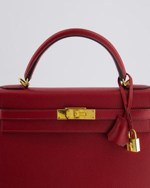 Hermès Kelly 32cm Sellier Bag in Rouge Berlin Epsom Leather With Gold Hardware