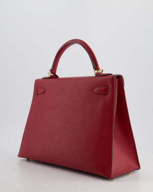 Hermès Kelly 32cm Sellier Bag in Rouge Berlin Epsom Leather With Gold Hardware