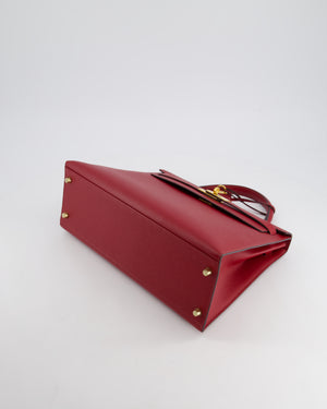 Hermès Kelly 32cm Sellier Bag in Rouge Berlin Epsom Leather With Gold Hardware