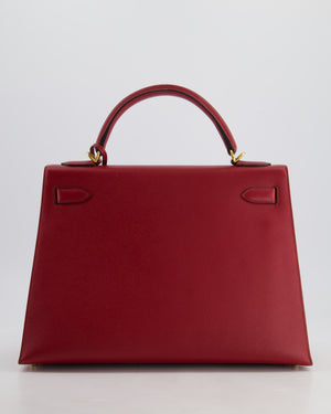 Hermès Kelly 32cm Sellier Bag in Rouge Berlin Epsom Leather With Gold Hardware