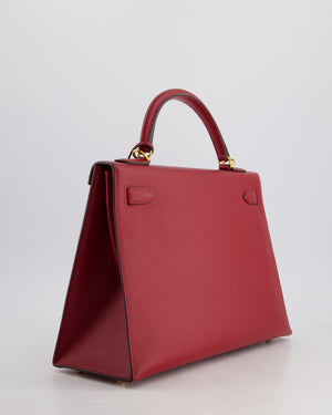 Hermès Kelly 32cm Sellier Bag in Rouge Berlin Epsom Leather With Gold Hardware