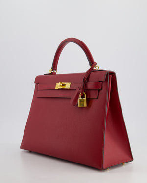 Hermès Kelly 32cm Sellier Bag in Rouge Berlin Epsom Leather With Gold Hardware