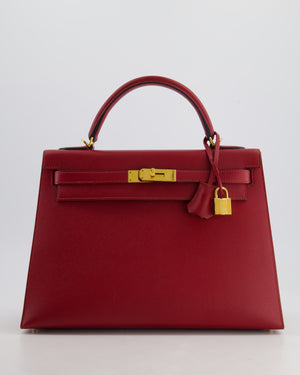 Hermès Kelly 32cm Sellier Bag in Rouge Berlin Epsom Leather With Gold Hardware