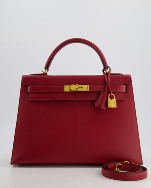 Hermès Kelly 32cm Sellier Bag in Rouge Berlin Epsom Leather With Gold Hardware