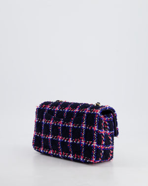 *HOT* Chanel Navy Tweed Mini Rectangular Classic Single Flap Bag with Red, White & Blue Details and Champagne Gold Hardware