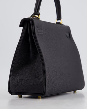 *HOT* Hermès Kelly 25cm Retourne Bag in Noir Togo Leather and Gold Hardware