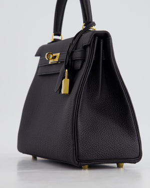 *HOT* Hermès Kelly 25cm Retourne Bag in Noir Togo Leather and Gold Hardware