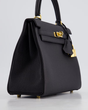 *HOT* Hermès Kelly 25cm Retourne Bag in Noir Togo Leather and Gold Hardware