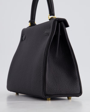 *HOT* Hermès Kelly 25cm Retourne Bag in Noir Togo Leather and Gold Hardware