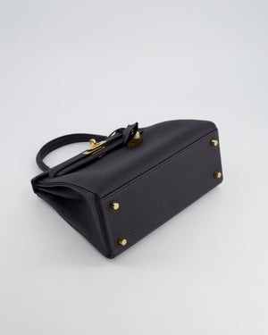 *HOT* Hermès Kelly 25cm Retourne Bag in Noir Togo Leather and Gold Hardware