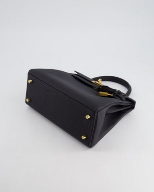 *HOT* Hermès Kelly 25cm Retourne Bag in Noir Togo Leather and Gold Hardware