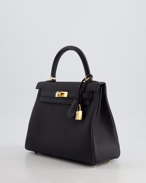 *HOT* Hermès Kelly 25cm Retourne Bag in Noir Togo Leather and Gold Hardware