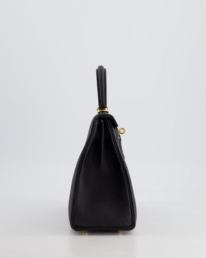 *HOT* Hermès Kelly 25cm Retourne Bag in Noir Togo Leather and Gold Hardware