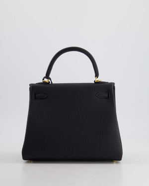 *HOT* Hermès Kelly 25cm Retourne Bag in Noir Togo Leather and Gold Hardware