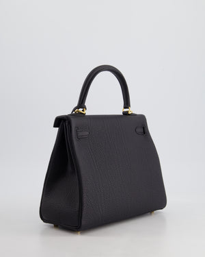 *HOT* Hermès Kelly 25cm Retourne Bag in Noir Togo Leather and Gold Hardware