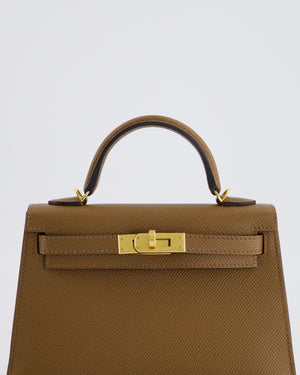 *HOT* Hermès Mini Kelly 20cm Bag in Alezan Epsom Leather with Gold Hardware