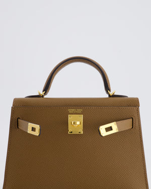 *HOT* Hermès Mini Kelly 20cm Bag in Alezan Epsom Leather with Gold Hardware