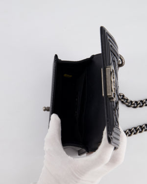 Chanel Black Patent Mini Boy Bag with Ruthenium Hardware