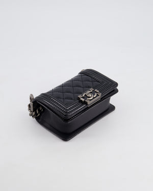 Chanel Black Patent Mini Boy Bag with Ruthenium Hardware