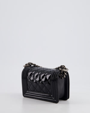 Chanel Black Patent Mini Boy Bag with Ruthenium Hardware