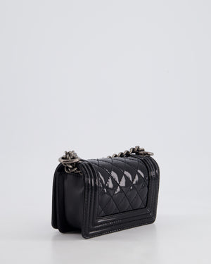 Chanel Black Patent Mini Boy Bag with Ruthenium Hardware