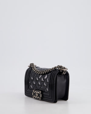 Chanel Black Patent Mini Boy Bag with Ruthenium Hardware