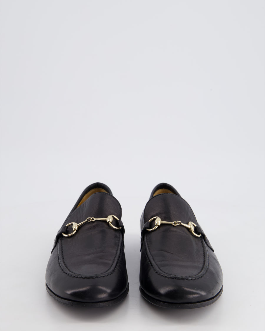 Gucci Black Leather Jordan Loafers with Gold Horsebit Detail Size EU 38.5 RRP 745£