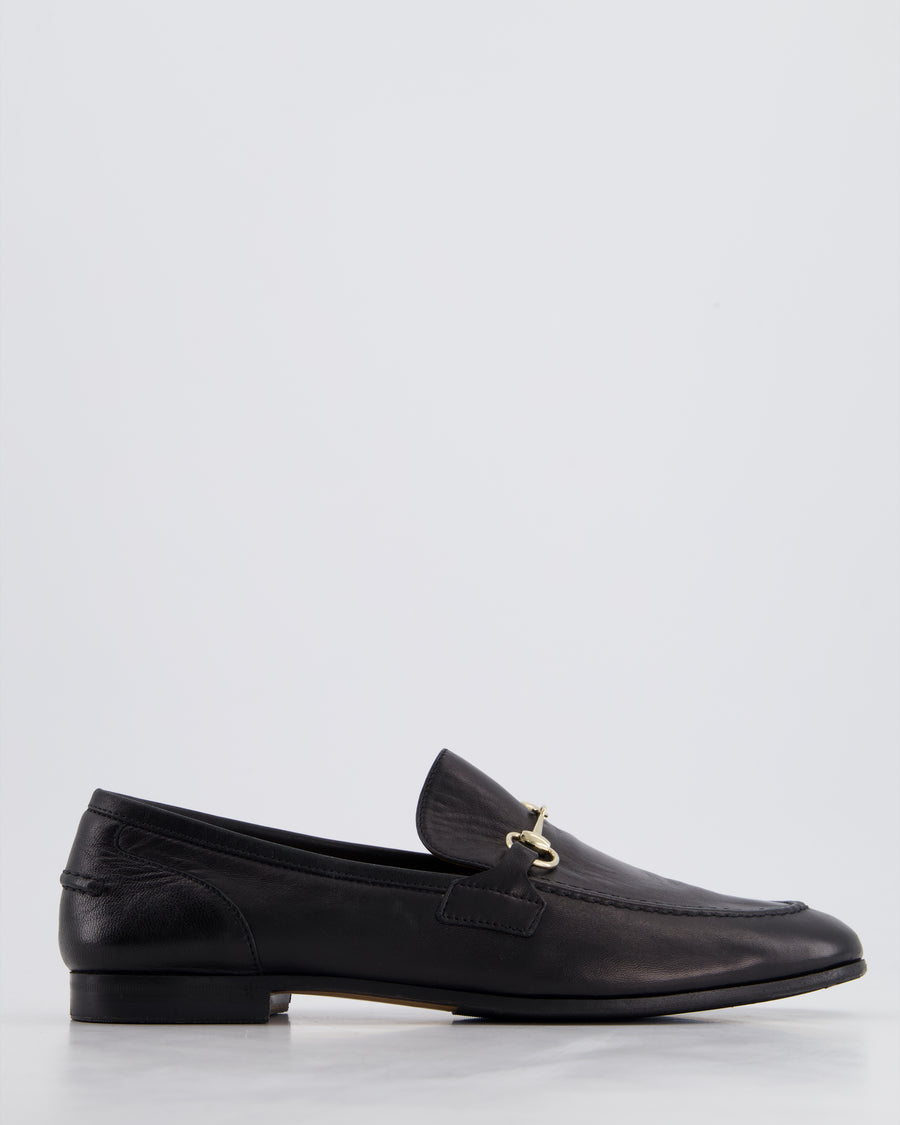 Gucci Black Leather Jordan Loafers with Gold Horsebit Detail Size EU 38.5 RRP 745£