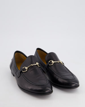 Gucci Black Leather Jordan Loafers with Gold Horsebit Detail Size EU 38.5 RRP 745£