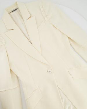 Alexander McQueen Cream Wool Blazer Jacket with Ruffle Details Size IT 40 (UK 8)