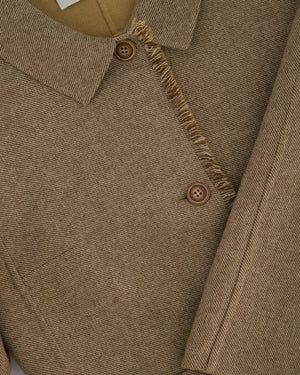 Christian Dior Vintage Light Brown Wool Jacket With Frey Detail FR 40 (UK 12)