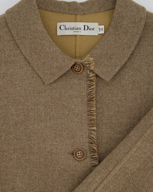 Christian Dior Vintage Light Brown Wool Jacket With Frey Detail FR 40 (UK 12)