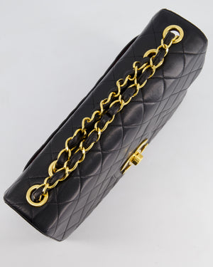 Chanel Black Vintage Maxi Mademoiselle Single Flap Bag in Lambskin with 24K Gold Hardware