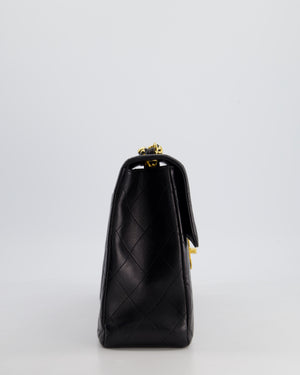 Chanel Black Vintage Maxi Mademoiselle Single Flap Bag in Lambskin with 24K Gold Hardware