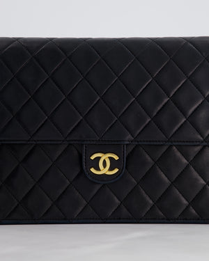 Chanel Black Vintage Medium Single Flap Bag with 24k Gold Hardware