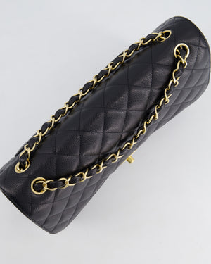 Chanel Black Jumbo Classic Double Flap Bag in Caviar Leather with Gold Hardware