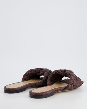 Bottega Veneta Brown Raffia Lido Slides Size EU 37.5