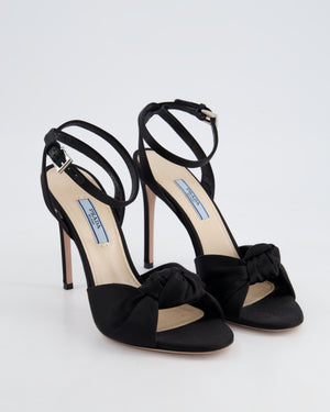 Prada Black Satin Bow Knot Front High Heel Size EU 37.5